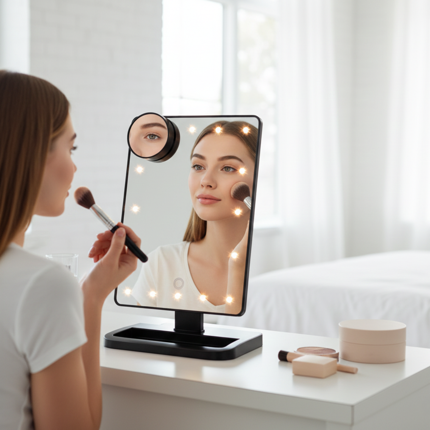 GlowWave™ Illuminated Bluetooth Vanity Mirror with Built-In Speakers