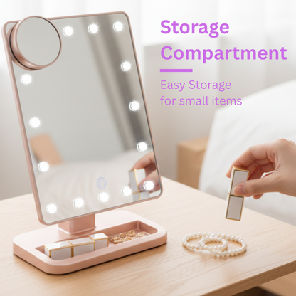 GlowWave™ Illuminated Bluetooth Vanity Mirror with Built-In Speakers
