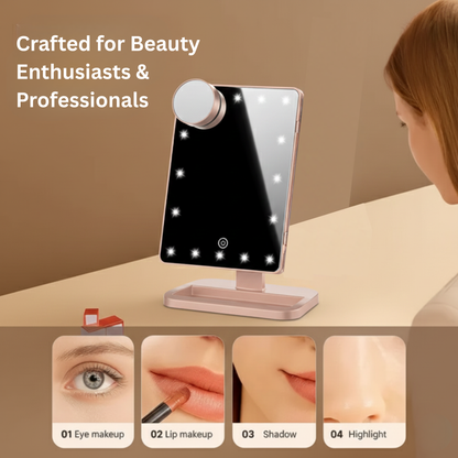 GlowWave™ Illuminated Bluetooth Vanity Mirror with Built-In Speakers